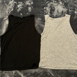 Black and Gray Sleeveless Tops